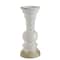 12&#x27;&#x27; Distressed White Stoneware Pillar Candle Holder